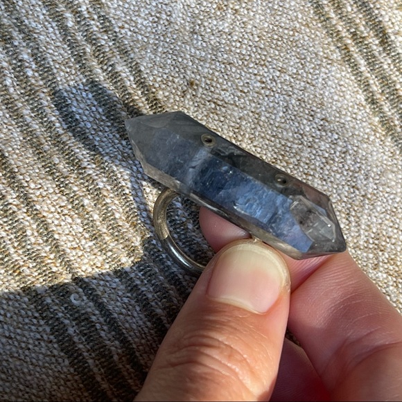 Double Terminated Rutilated Smoky Quartz Point Ring size 9 - Picture 3 of 4